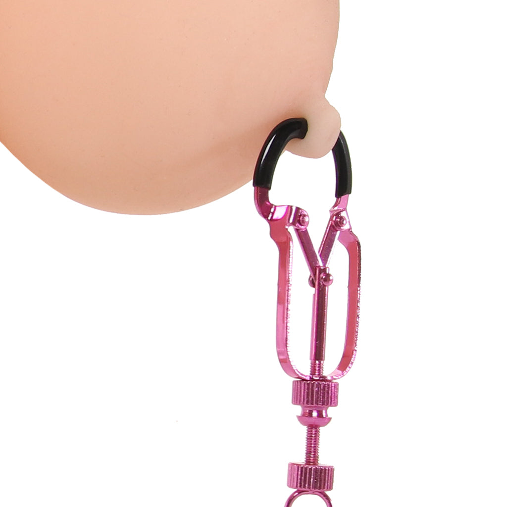 Ouch! Helix Pink Nipple Clamps: Adjustable Steel & Rubber Teasers for Exquisite Sensation