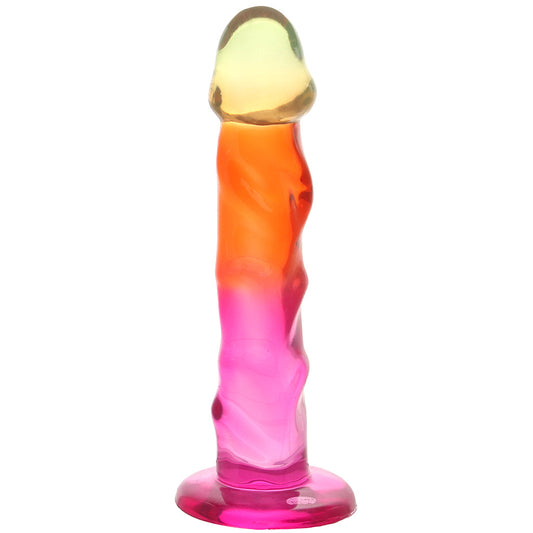 Crystal Jellies 7.5 Inch Ripple Classic Dildo in Rainbow