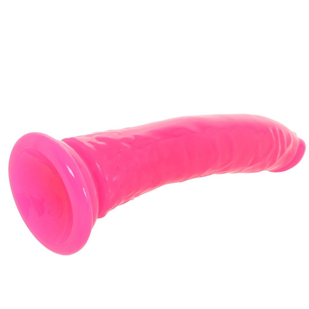 RealRock 9 Inch Glow-in-the-Dark Slim Dildo in Pink