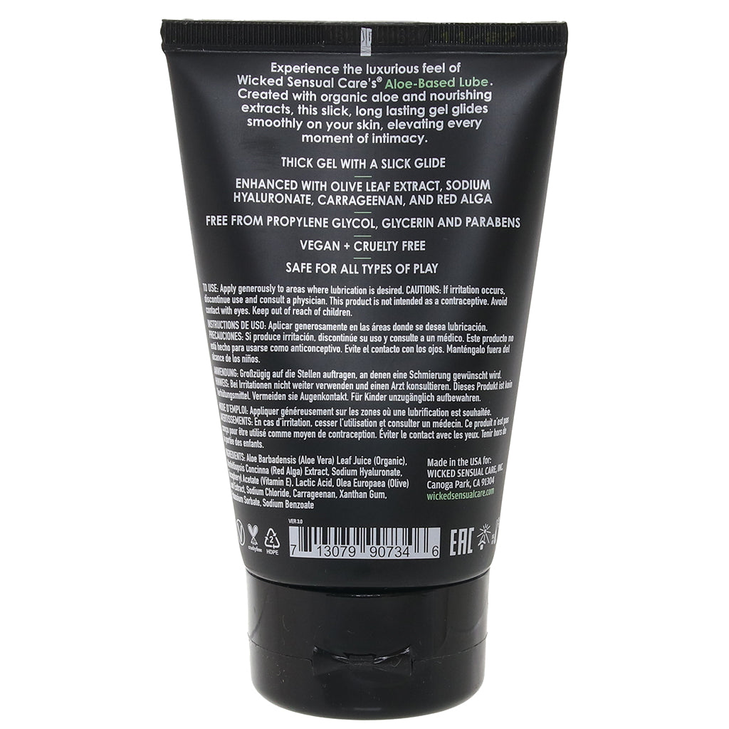 Wicked Sensual Care: Luxurious Organic Aloe Vera Water-Based Lube | Hydrating & Hypoallergenic | 4oz