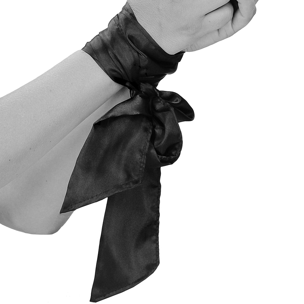 Ouch! Deluxe Black & White Satin Bondage Tie - Versatile Restraint & Seductive Accessory
