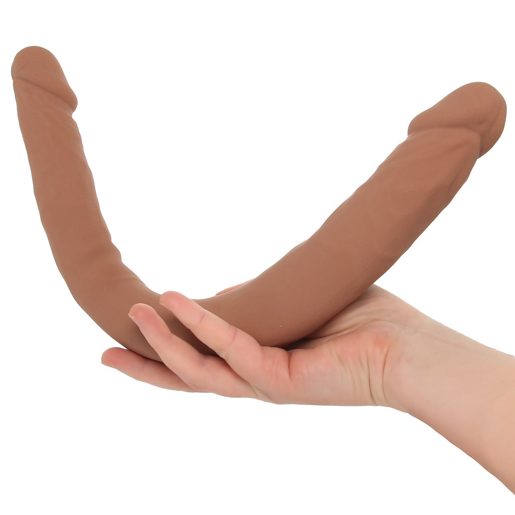 Silicone Studs Bend & Hold 16 Inch Double Dildo in Brown