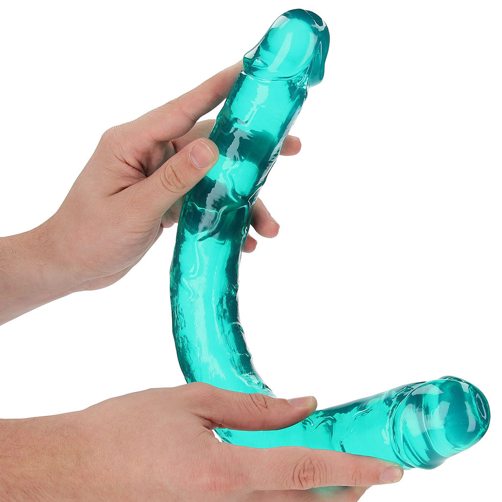 RealRock Crystal Jelly 18 Inch Double Dildo in Turquoise