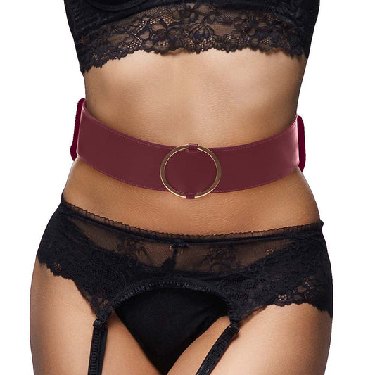 Ouch! Halo Burgundy Waist Bondage Belt - Seductive Luxury & Versatile Play