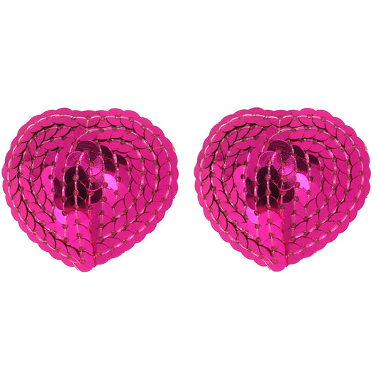 Nipple Couture: Pink Sequin Heart Nipple Covers - Dazzling & Reusable