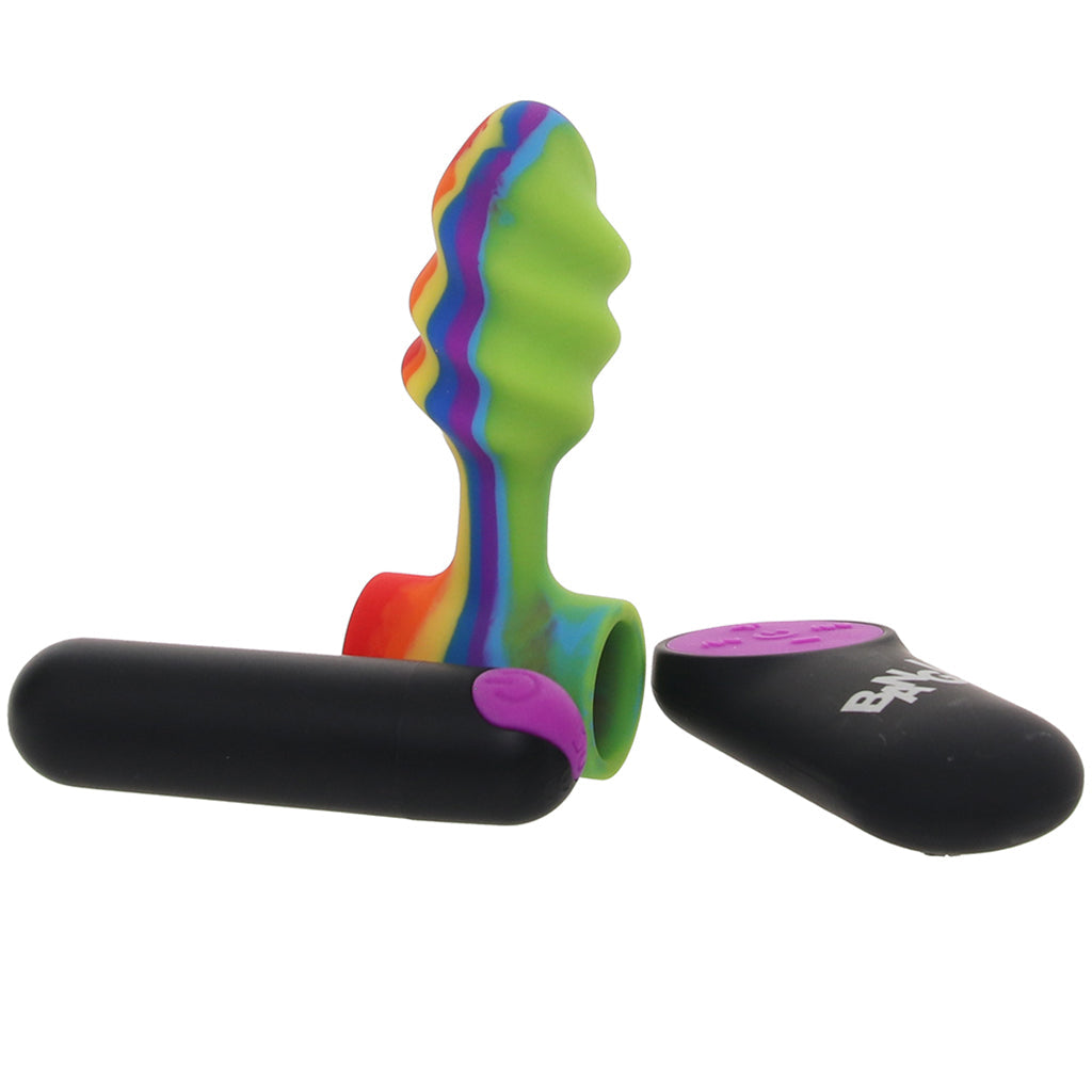 Bang! Bang! Vibrating Rainbow Butt Plug with Remote - Vibrators - HoneyHugs Canada (View 3)