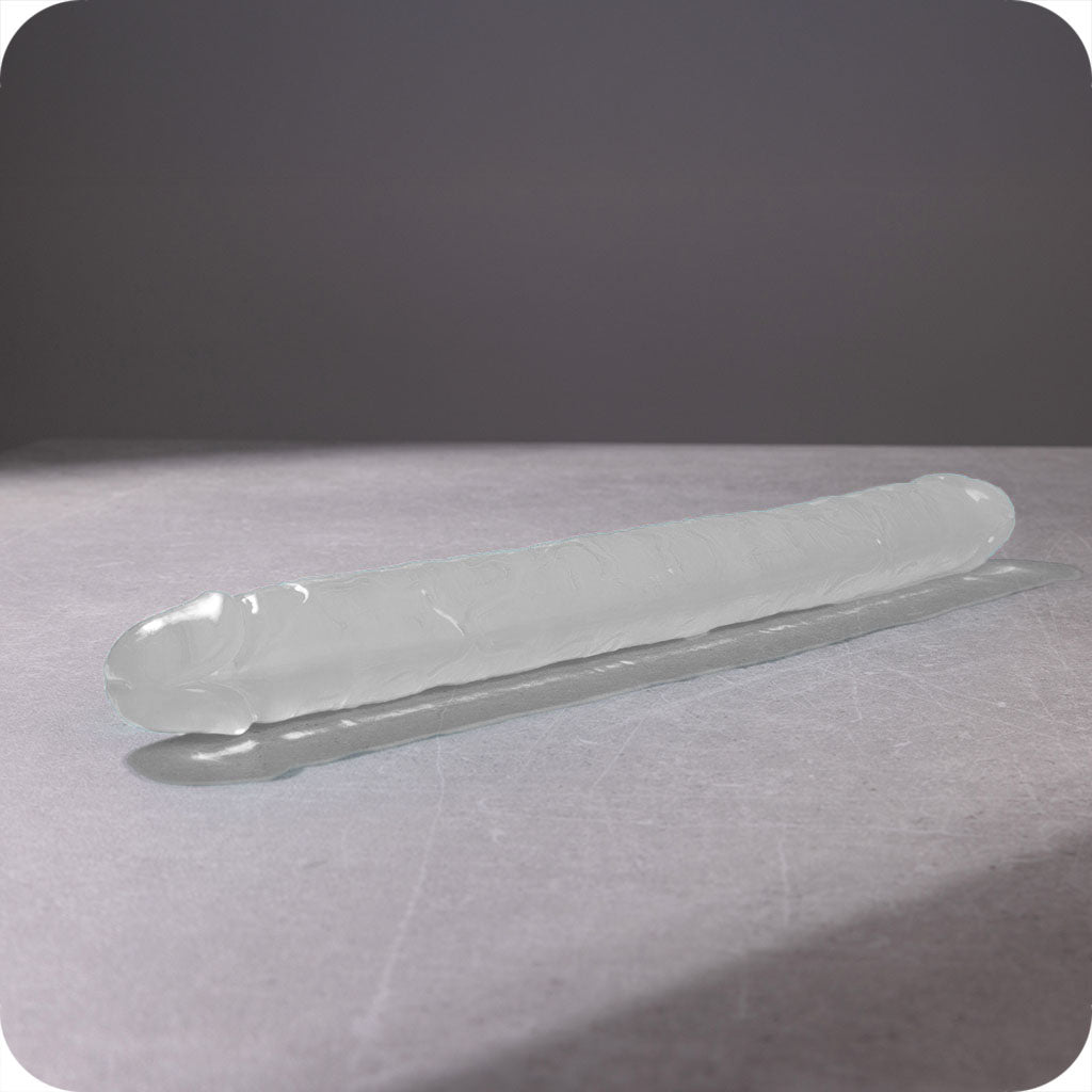 RealRock Crystal Jelly 18 Inch Double Dildo in Clear