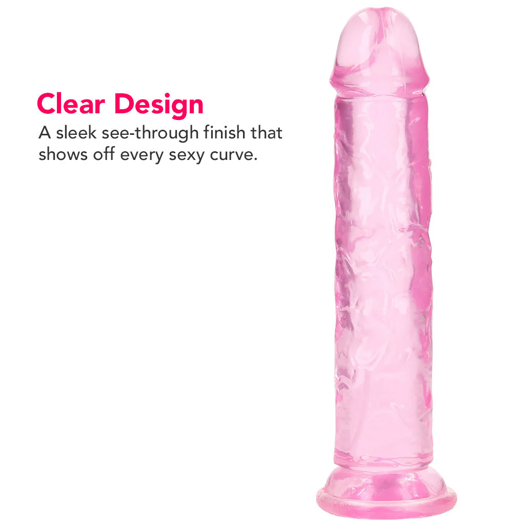 RealRock Crystal Clear Jelly 7 Inch Dildo in Pink