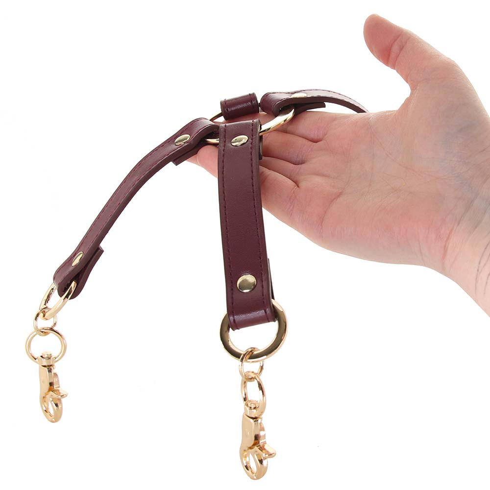 Ouch! Halo Hogtie Connector | Burgundy Vegan Leather Restraint for Elevated Play