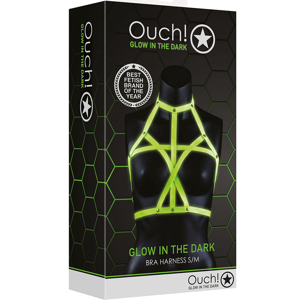 Ouch! Luminous Glow Bra Harness - Vegan Leather Restraint & Style