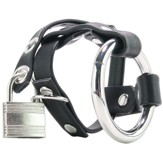 Metal Cock Ring with Locking Ball Strap