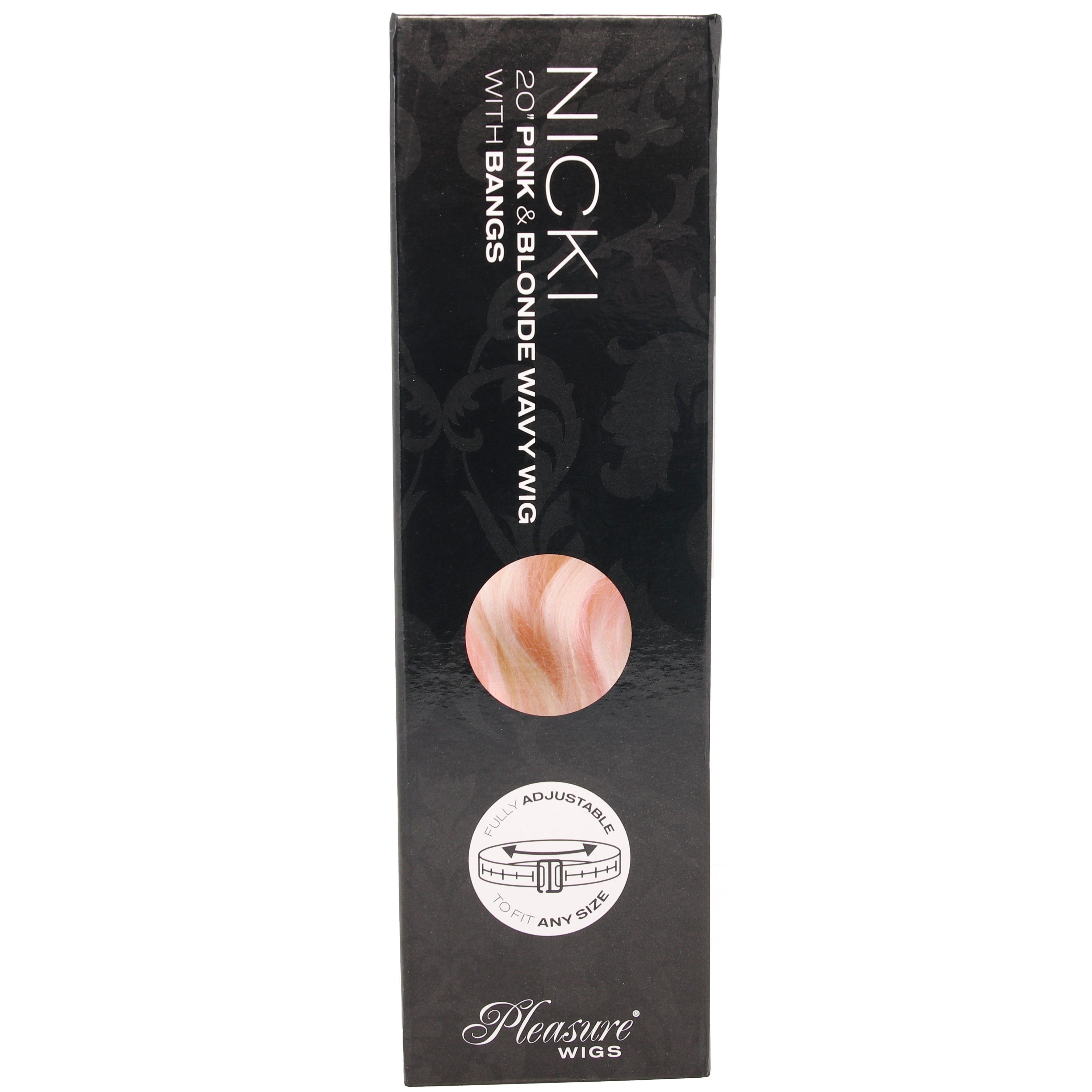 Nicki Wavy Wig with Bangs in Platinum Blonde & Pink