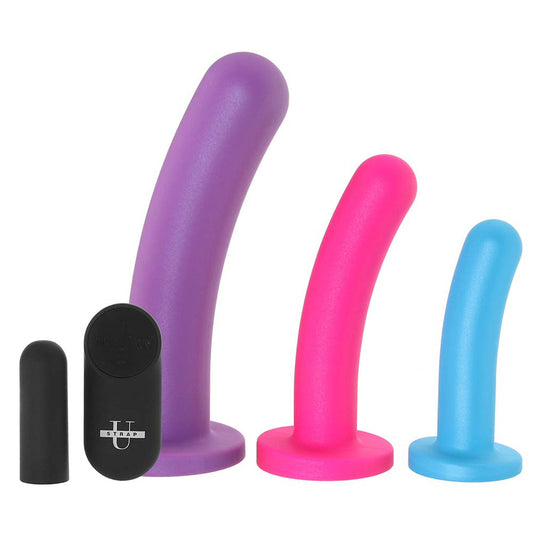 Strap U Strap U Triple Peg Vibrating Silicone Dildo Set - Vibrators - HoneyHugs Canada