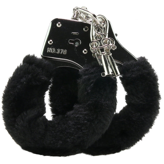 Sportsheets Black Furry Handcuffs: Luxurious Plush Restraints with Key Lock & Safety