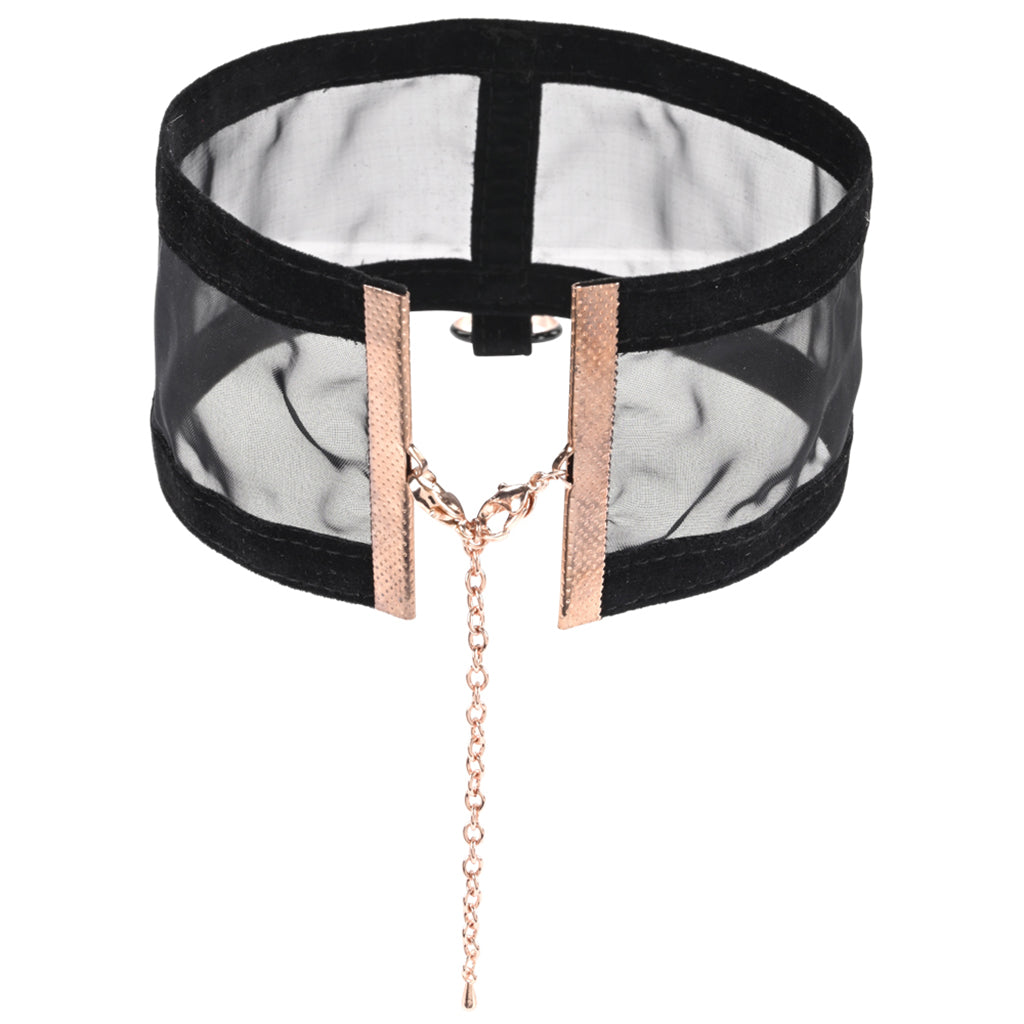 Sex & Mischief Sheer Day Collar | Rose Gold & Jet Black Mesh Statement
