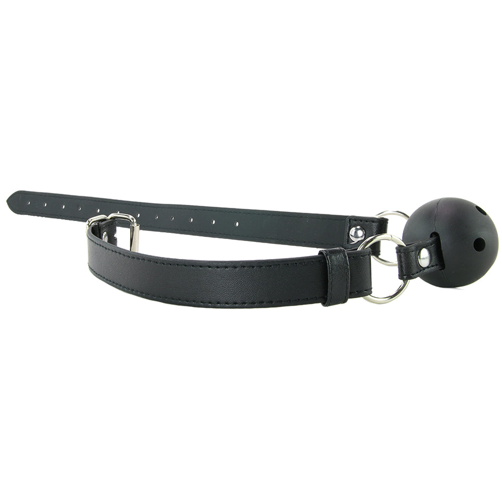 Ouch! Black Ball Gag: Exquisite Faux Leather Oral Restraint for Intense Play