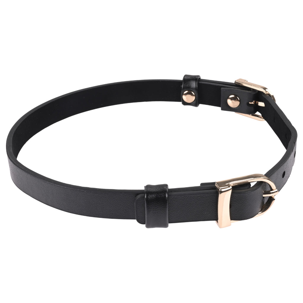 Sex & Mischief Double Buckle Day Collar | Luxe Vegan Leather & Gold
