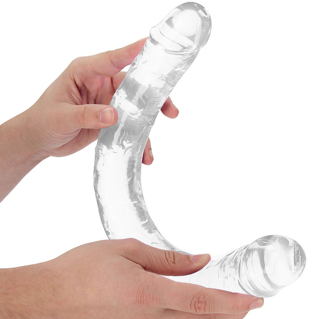 RealRock Crystal Jelly 18 Inch Double Dildo in Clear