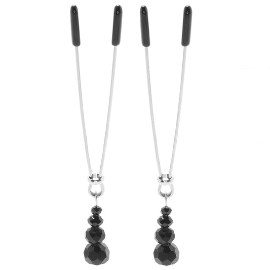 Lux Fetish Opulent Adjustable Beaded Nipple Clamps | Crystal Embellished Tweezer Teasers