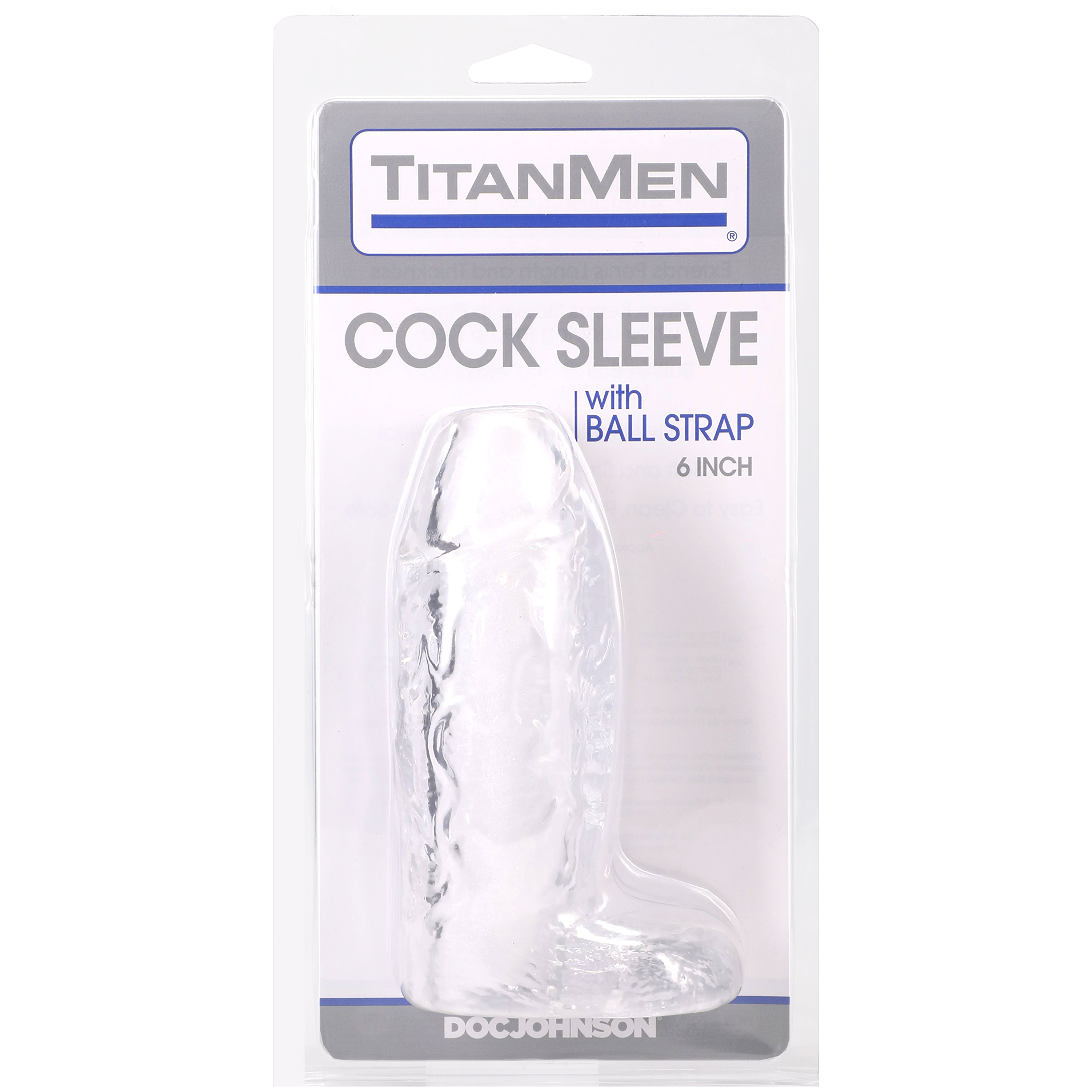 TitanMen 6 Inch Cock Sleeve with Ball Strap in Clear