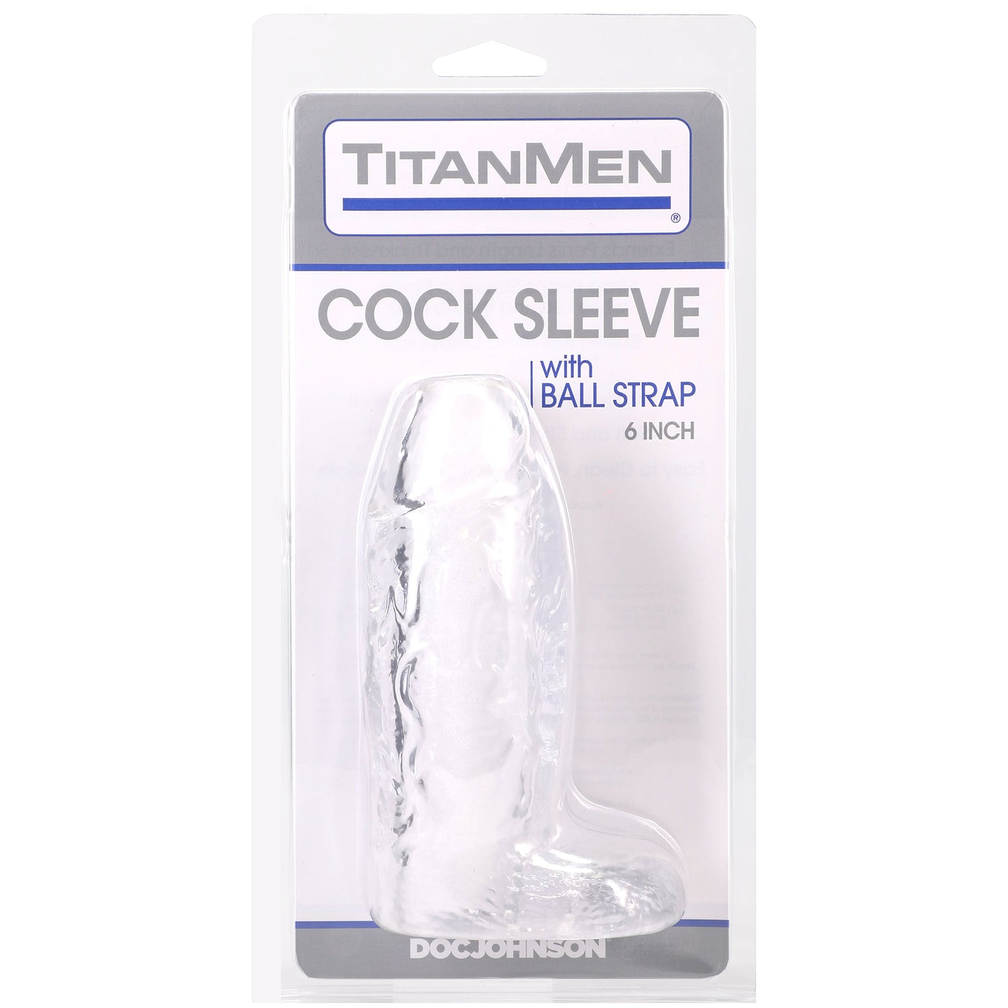 TitanMen 6 Inch Cock Sleeve with Ball Strap in Clear