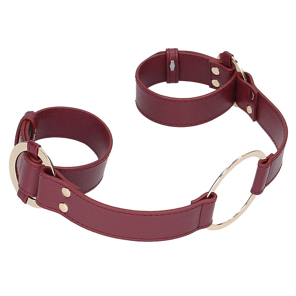 Ouch! Halo Handcuffs with Connector: Luxurious Burgundy Bondage for Exquisite Control