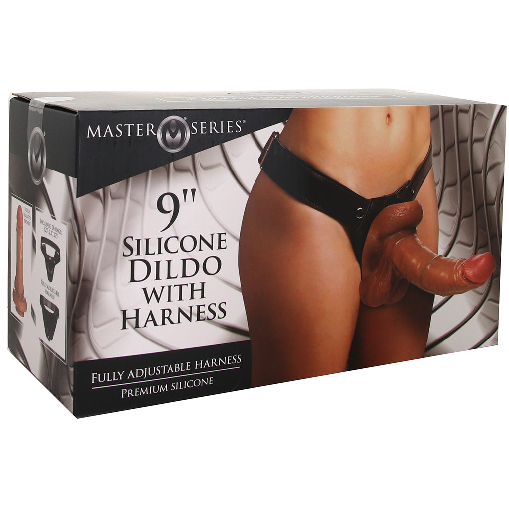 Master Series 9 Inch Silicone Dildo with Harness