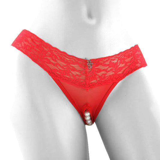 Hustler Stimulating Panties with Pearl Pleasure Beads Red /L - Vibrators - HoneyHugs Canada