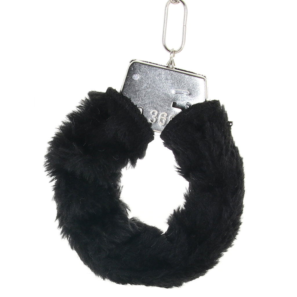 Sportsheets Black Furry Handcuffs: Luxurious Plush Restraints with Key Lock & Safety