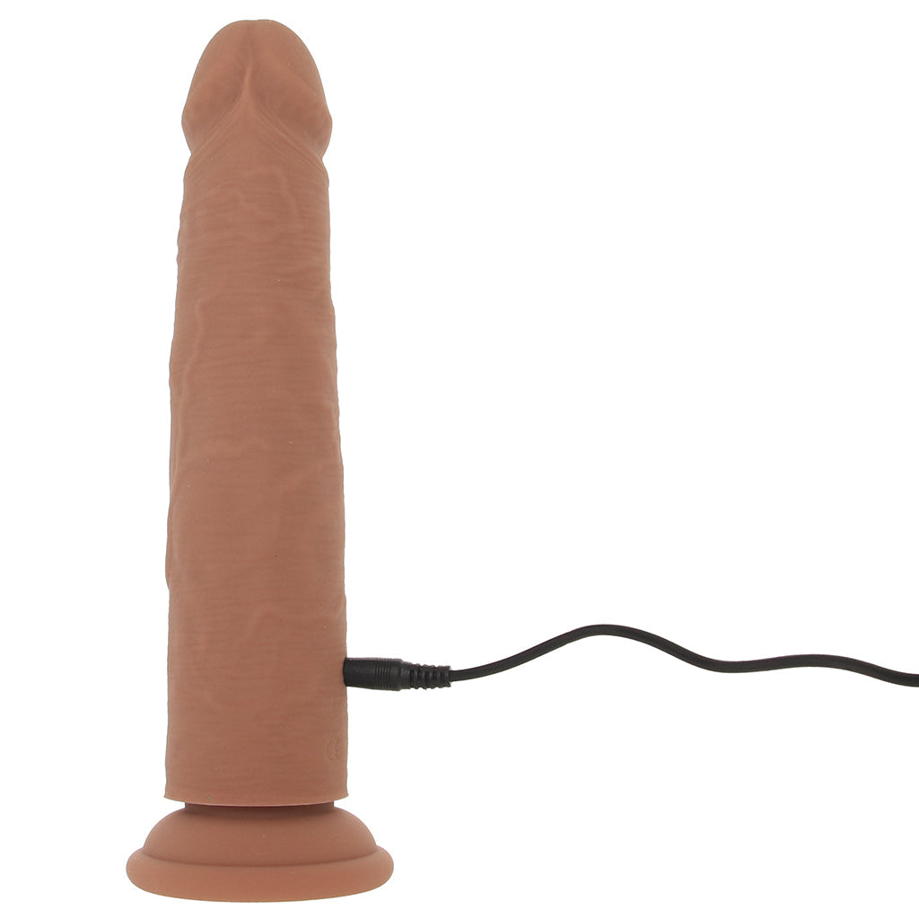 Silicone Studs Vibrating & Thrusting Dildo in Brown