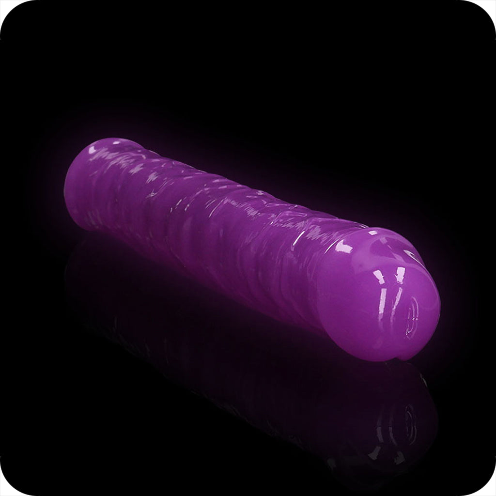 RealRock Glow In The Dark 12 Inch Double Dildo in Purple