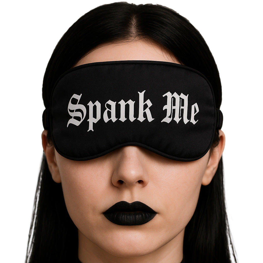 Ouch! Spank Me Printed Satin Blindfold - Luxurious Sensory Deprivation Mask