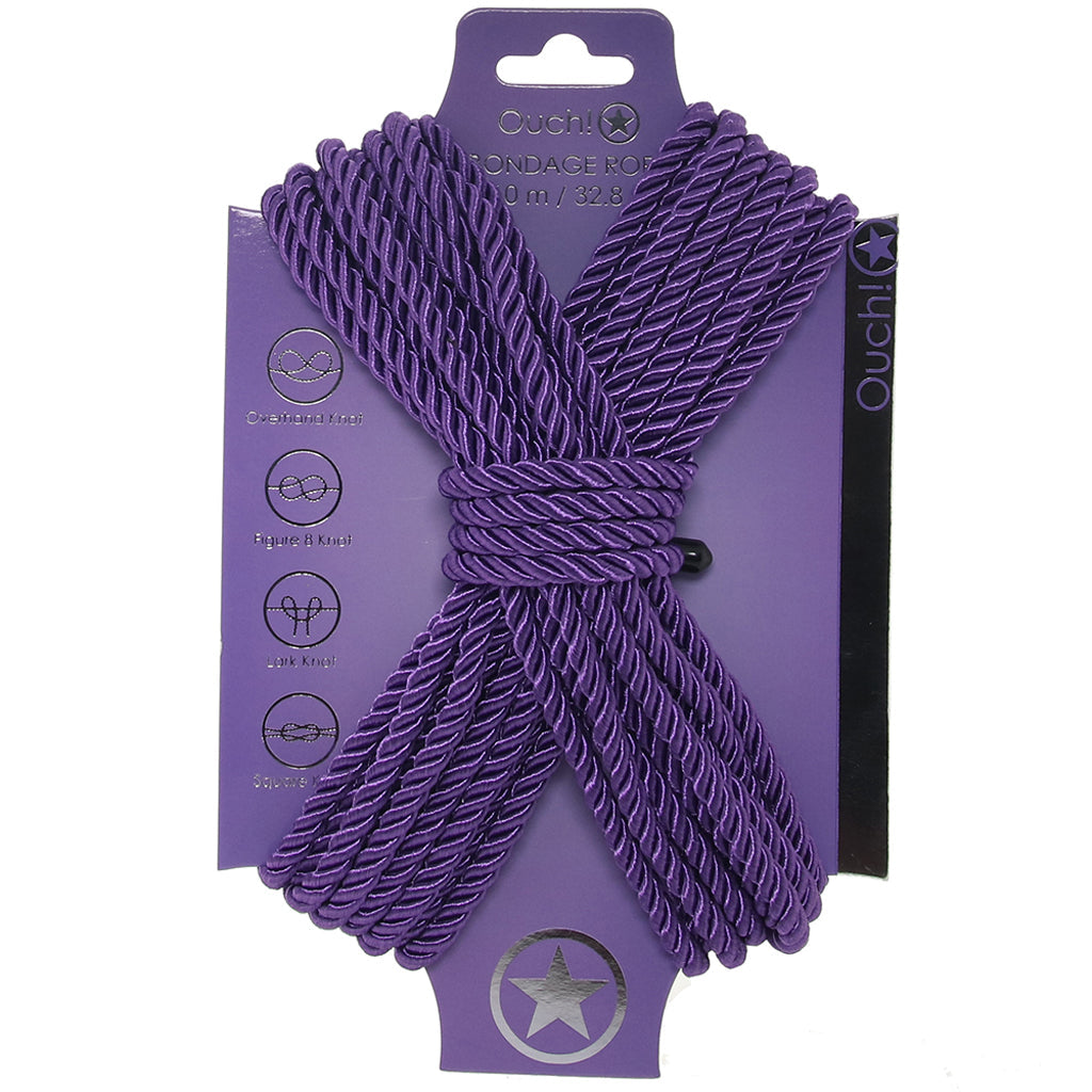 Ouch! Purple Bondage Rope - 10m/32.8' Ultra-Soft & Strong Restraint