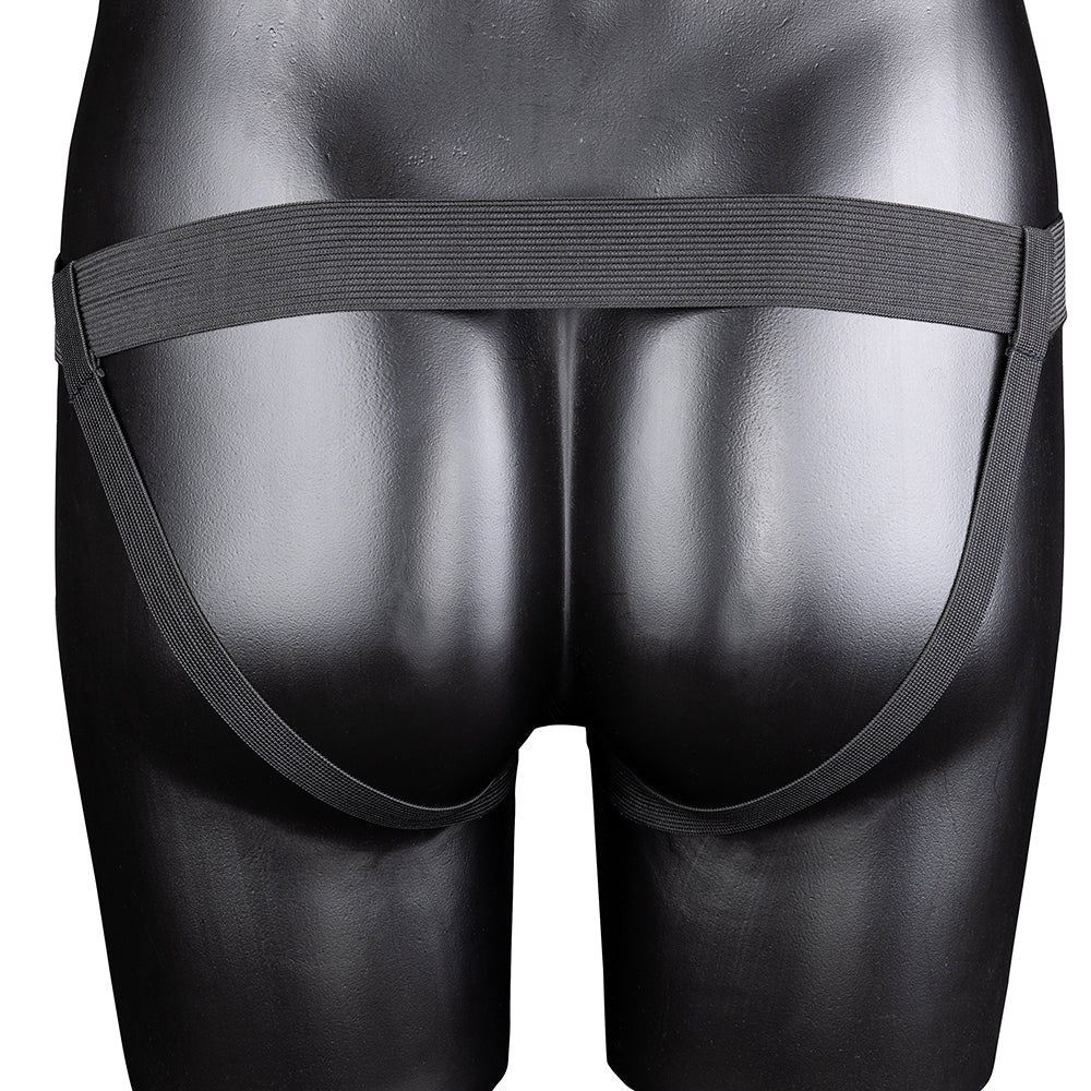Ouch! Ribbed 8 Inch Hollow Ballsy Strap-On in Gunmetal