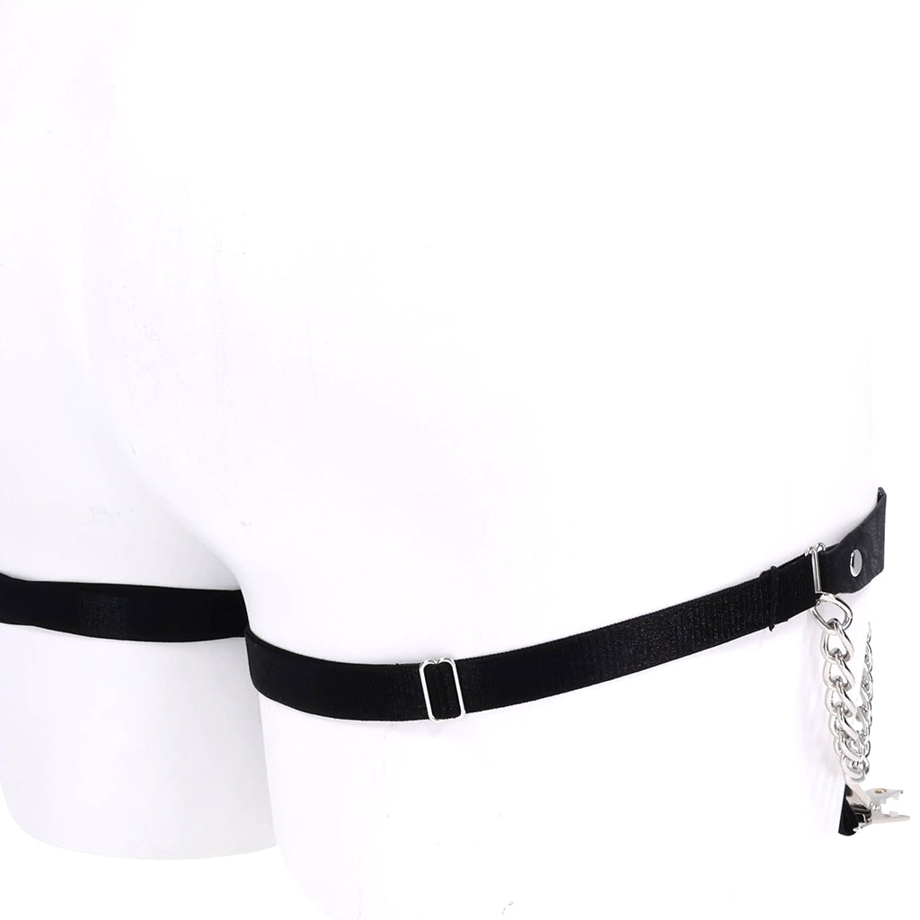 Sex & Mischief Chain Lace Thigh Garters | Seductive Faux Leather & Metal Detail