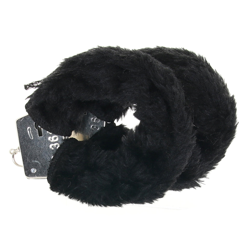 Sportsheets Black Furry Handcuffs: Luxurious Plush Restraints with Key Lock & Safety