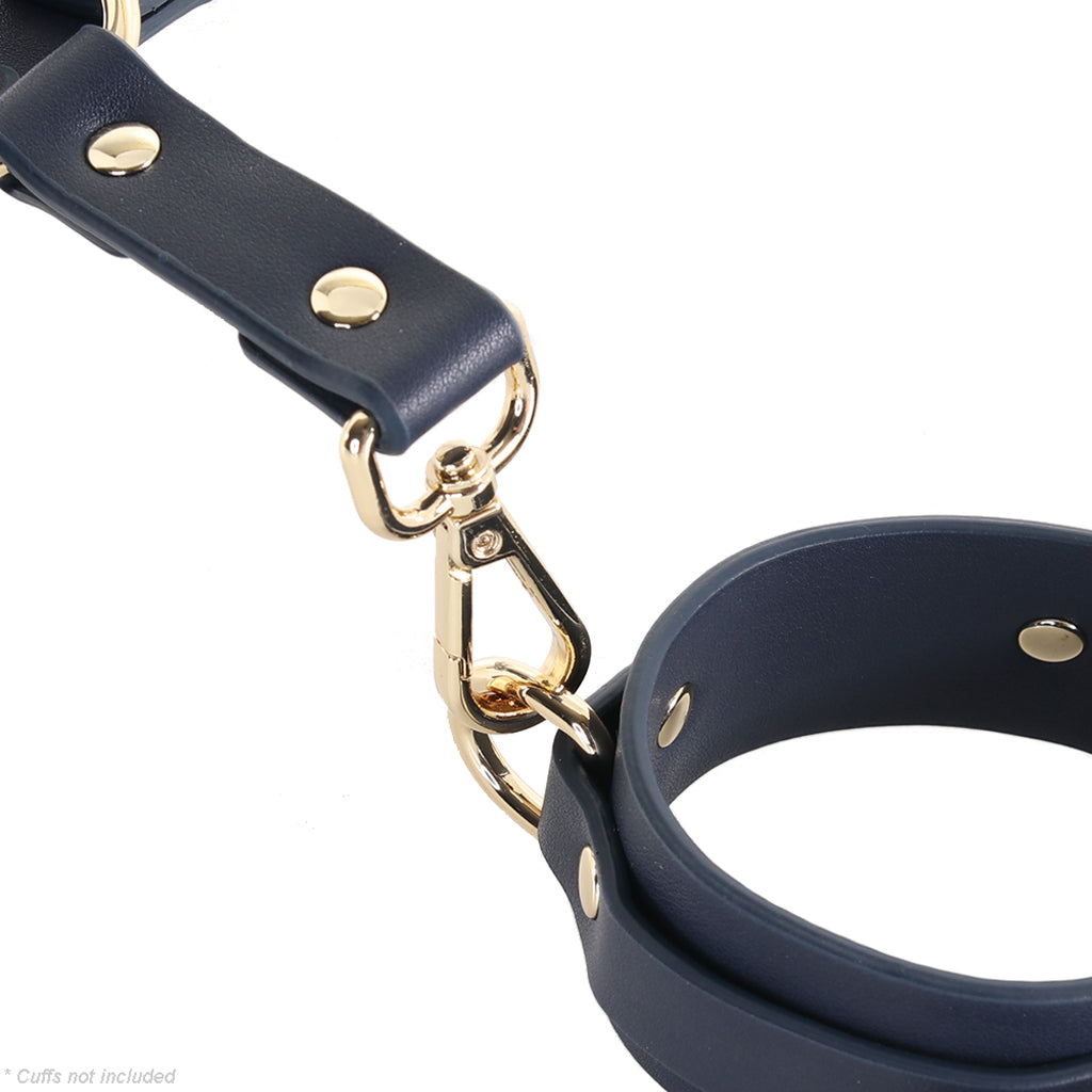 Bondage Couture Blue Hogtie: Exquisite Vegan Leather Restraint for Elevated Kink