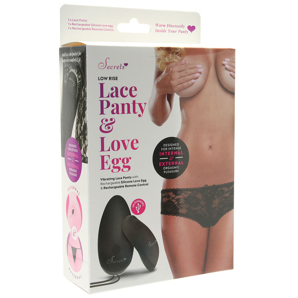 Low Rise Black Lace Panty & Love Egg