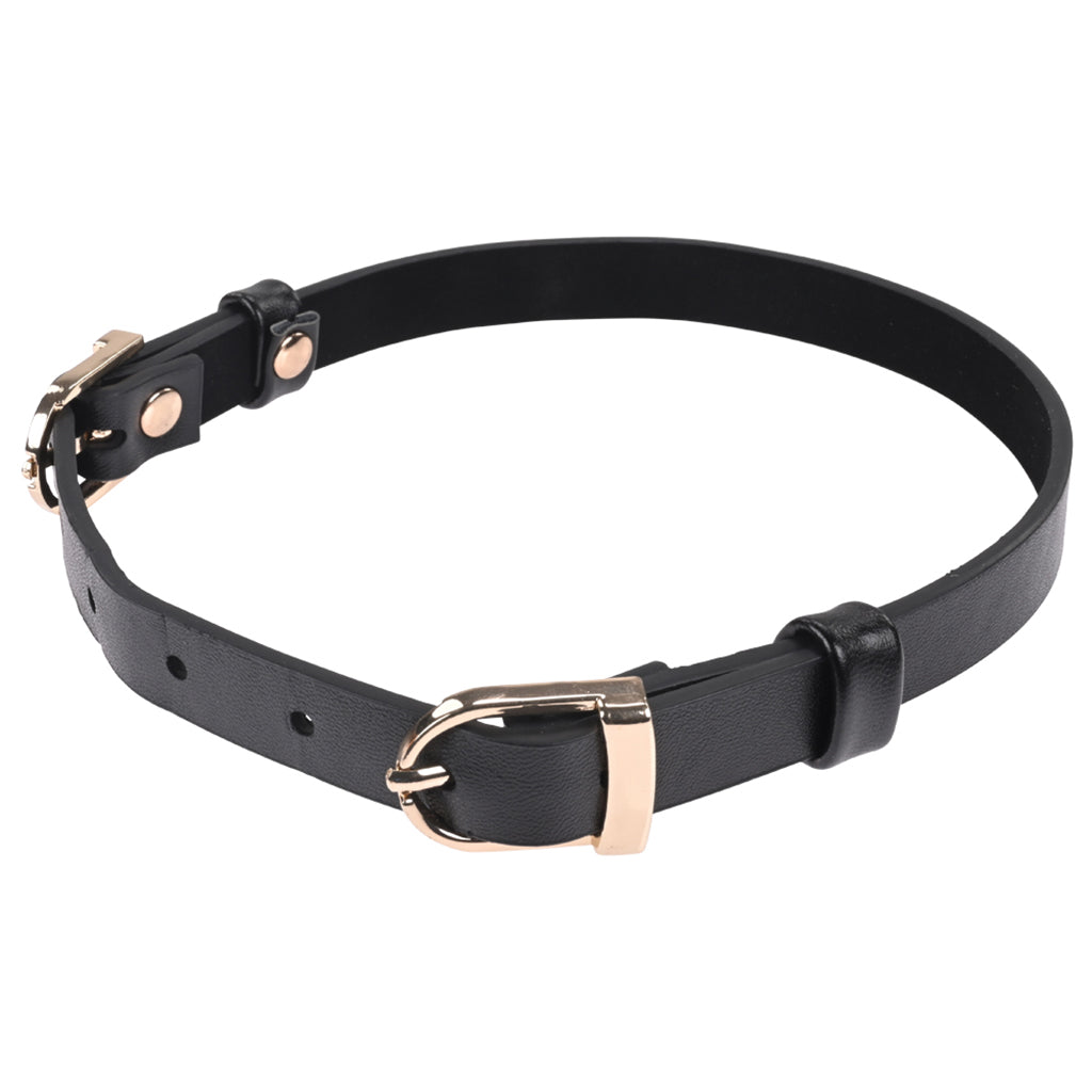 Sex & Mischief Double Buckle Day Collar | Luxe Vegan Leather & Gold