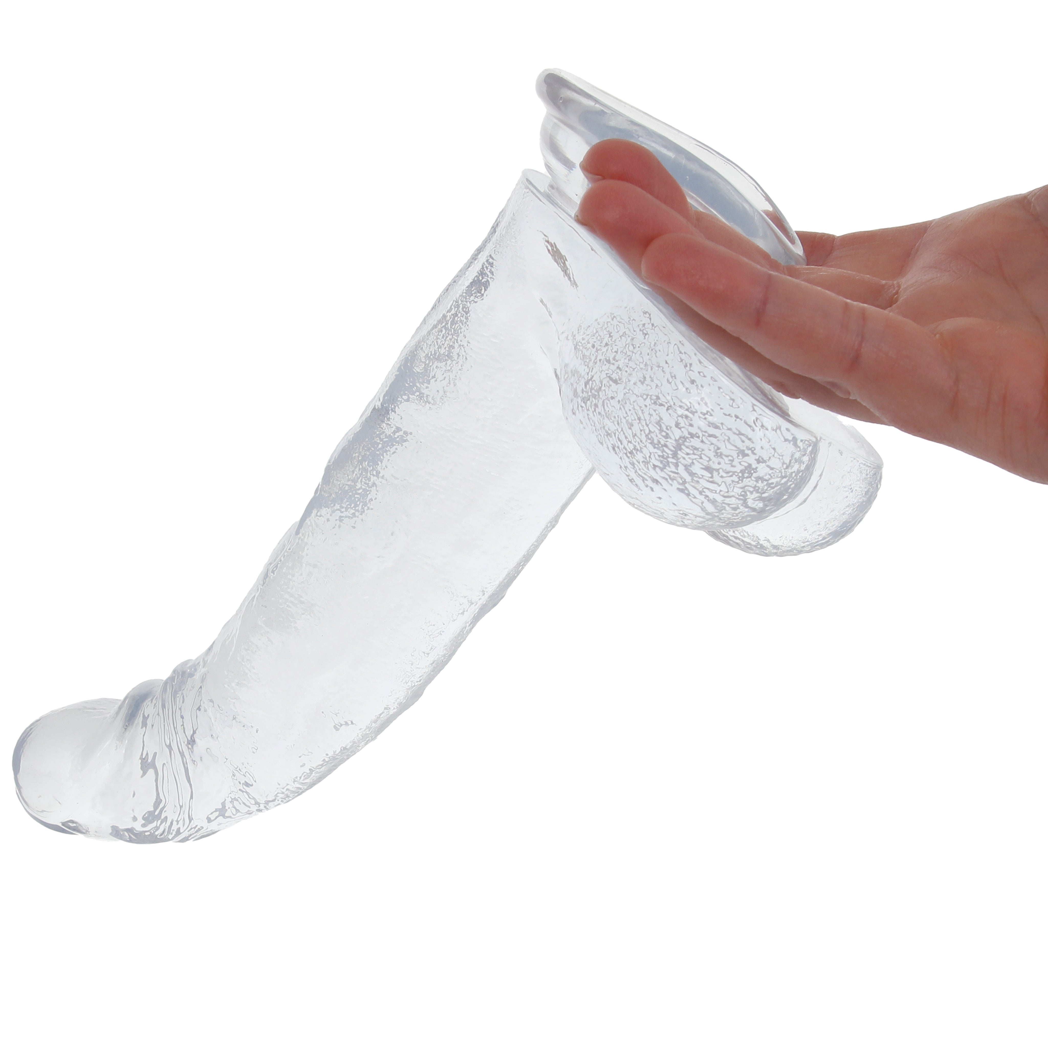 Crystal Jellies 8-Inch Curved Ballsy Dildo | Realistic TPE for Targeted G-Spot & Prostate Pleasure