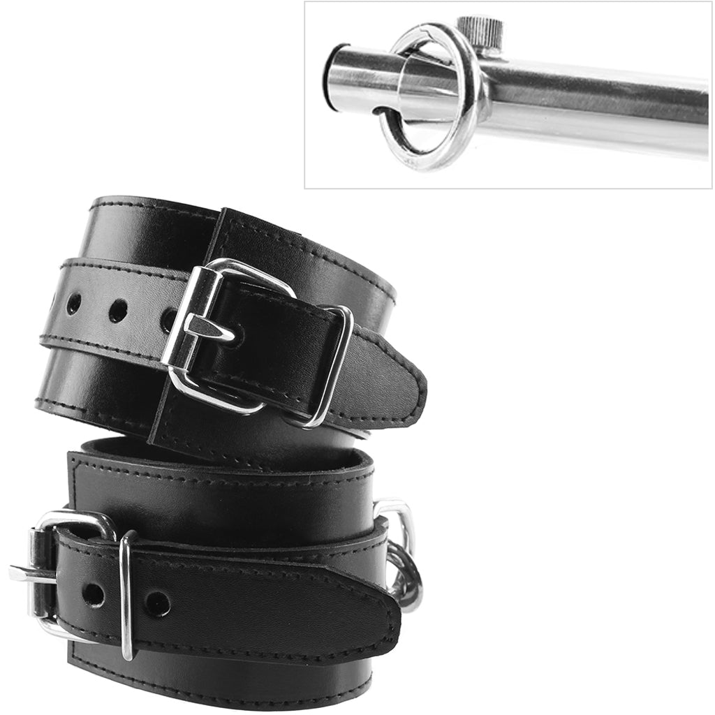 Rouge's Desire: Adjustable Steel Spreader Bar & Leather Cuffs Set
