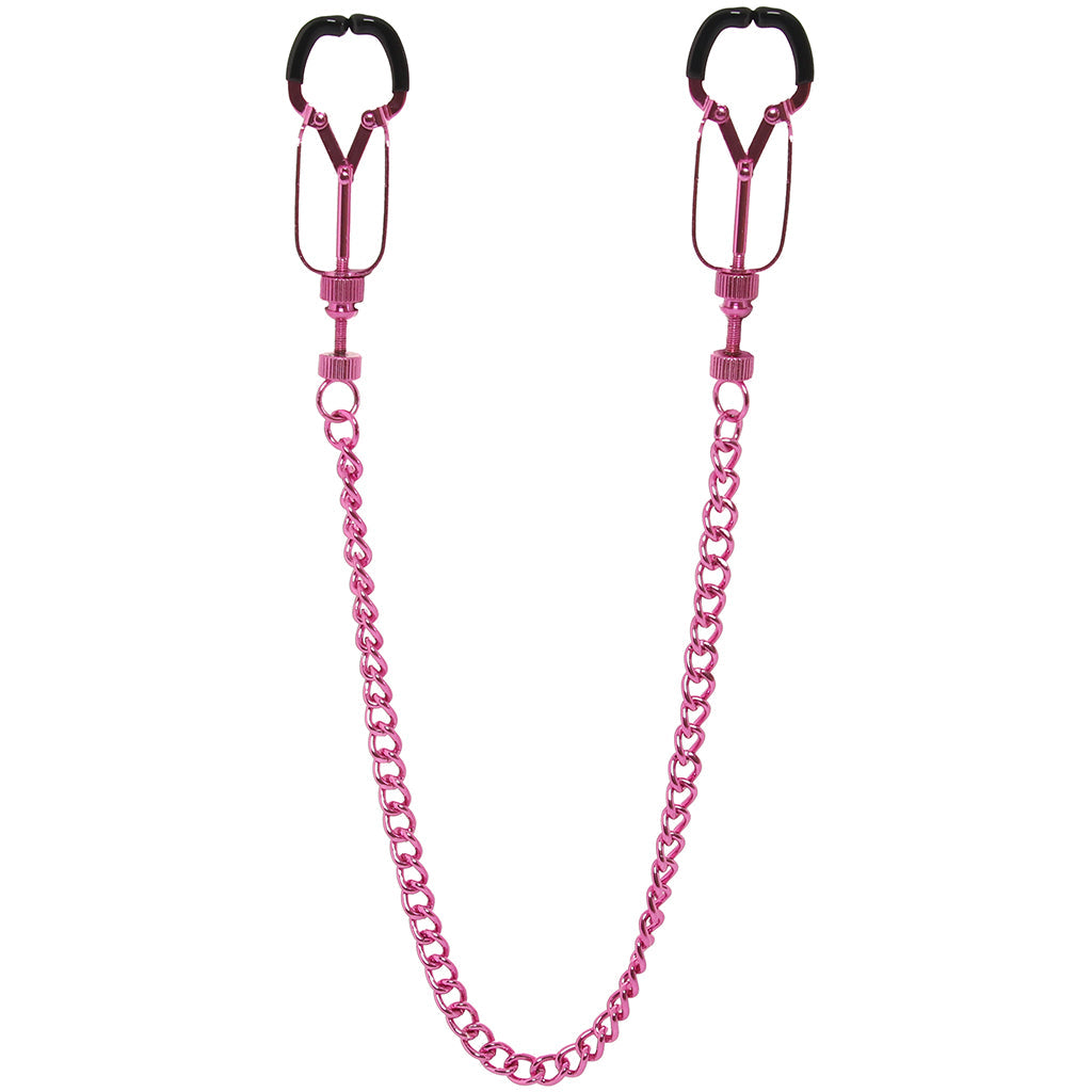 Ouch! Helix Pink Nipple Clamps: Adjustable Steel & Rubber Teasers for Exquisite Sensation