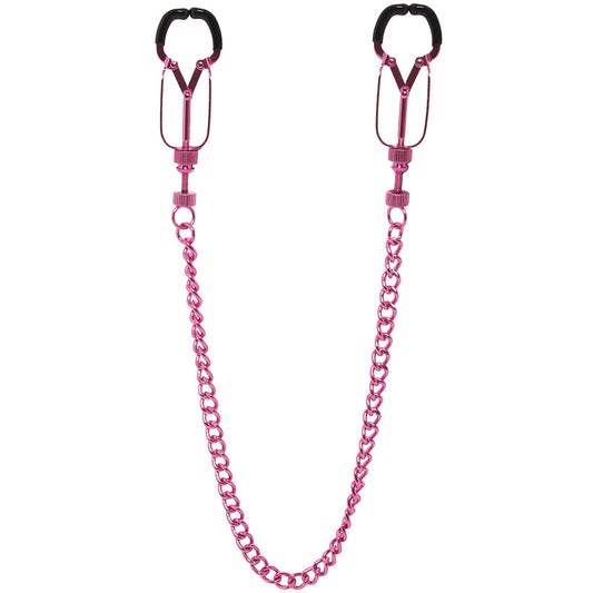 Ouch! Helix Pink Nipple Clamps: Adjustable Steel & Rubber Teasers for Exquisite Sensation