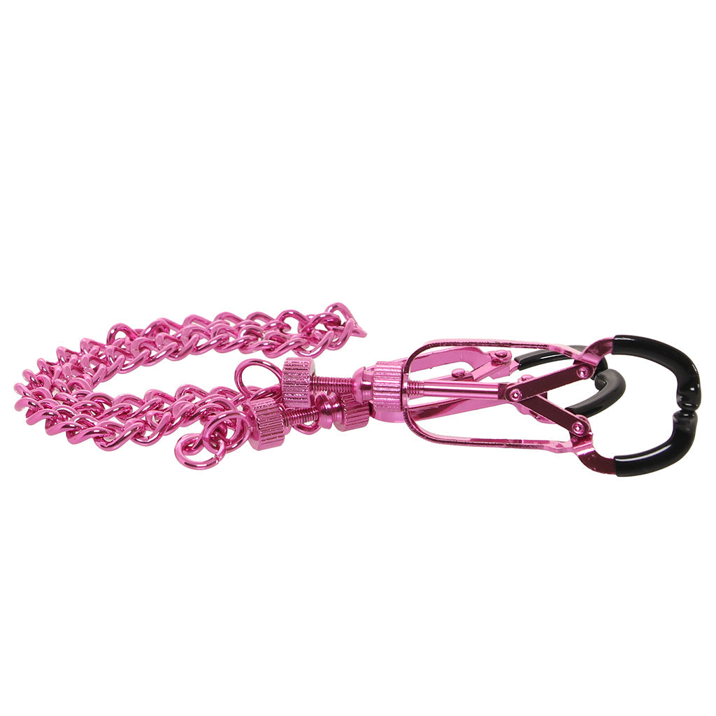 Ouch! Helix Pink Nipple Clamps: Adjustable Steel & Rubber Teasers for Exquisite Sensation