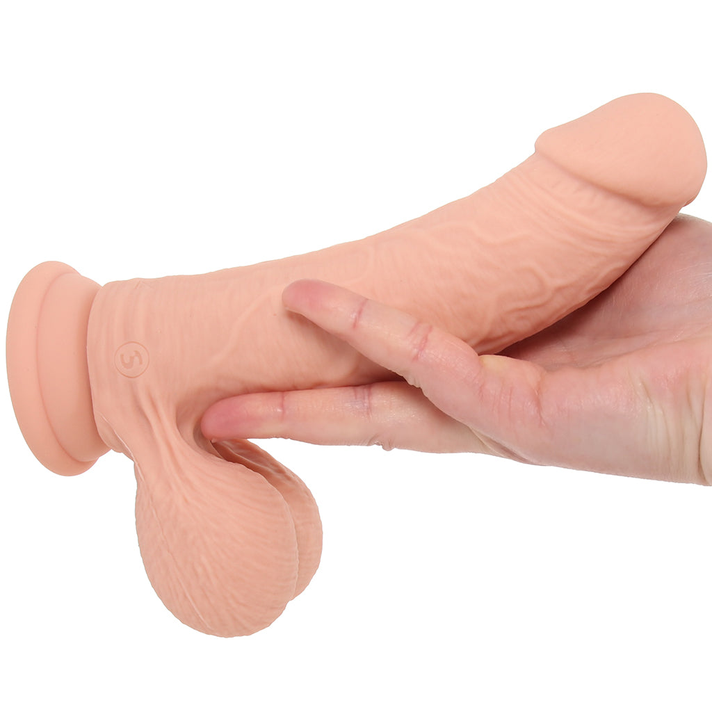 RealRock 7 Inch Vibrating Weighted Ballsy Dildo in Light
