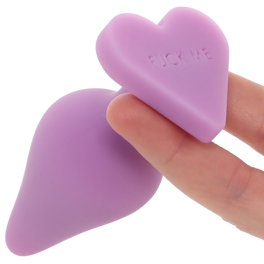 Blush Candy Hearts 'F**k Me' Medium Butt Plug in Purple – Sweet Anal Sensation