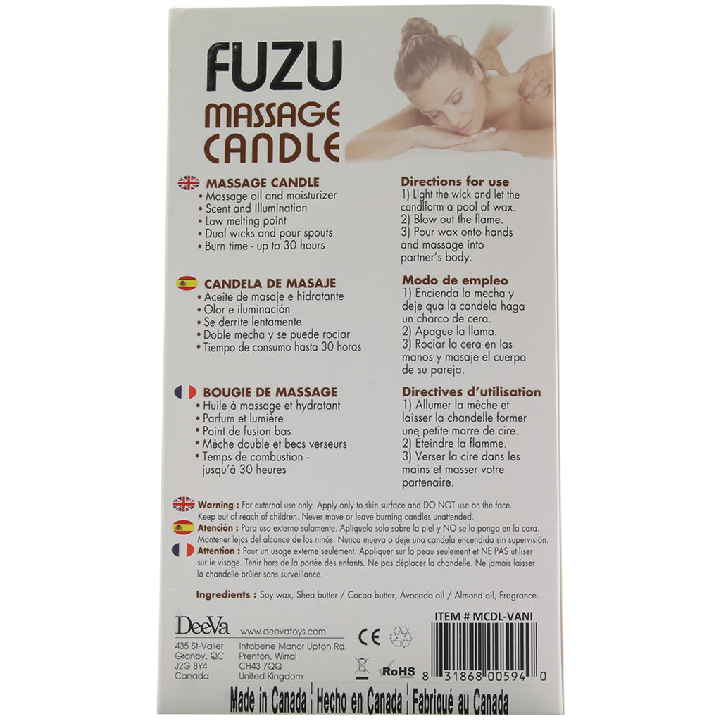 Fuzu Warm Vanilla Sugar Massage Candle in 4oz