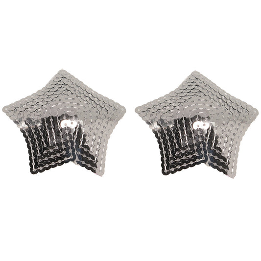Nipple Couture Silver Sequin Star Covers: Dazzling Reusable Pasties