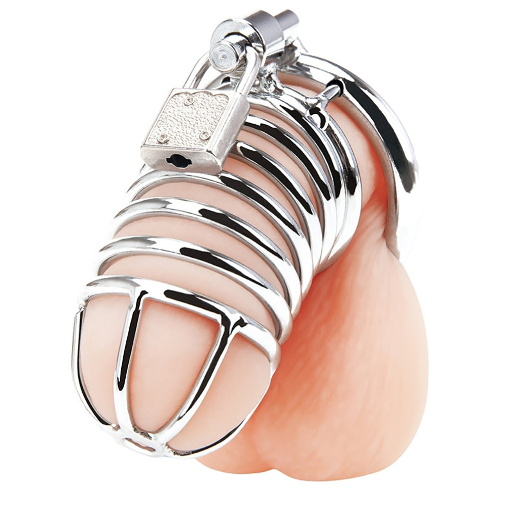 Blue Line Deluxe Silver Steel Chastity Cage – Ultimate Control & Luxury