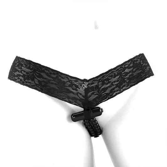 Hustler Crotchless Vibrating Panties: Luxury Lace, Teasing Beads & Discreet Pleasure